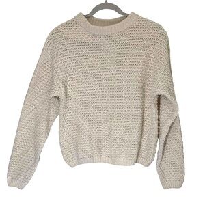 Universal Thread Womens Cotton Blend Pullover Sweater XS Cream Short Slouchy